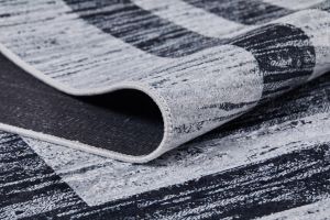 Modern Frame Anthracite and Light Grey Washable Area Rug