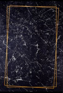 Modern Marble Pattern Black Washable Area Rug