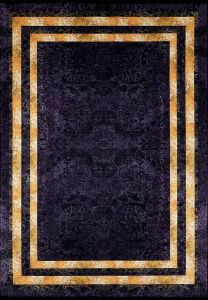 Modern Frame Purple and Gold Washable Area Rug