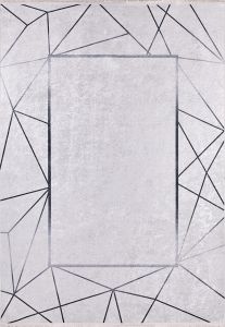 Modern Geometric Pattern Grey Washable Area Rug