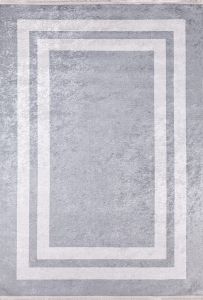 Modern Frame Design Grey Washable Area Rug