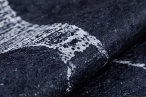 Lofto Bohemian Black Color White Diamond Pattern Washable Carpet