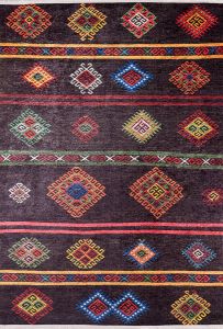 Lofto Ethnic Brown Floor Color Pattern Washable Carpet