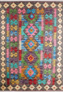 Lofto Ethnic Brown Floor Multi Color Washable Carpet