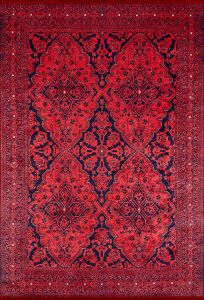 Lofto Ethnic Red Floor Afghan Pattern Washable Carpet