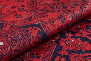 Lofto Ethnic Red Floor Afghan Pattern Washable Carpet