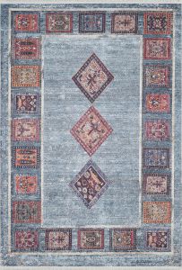 Ethnic Blue Washable Carpet