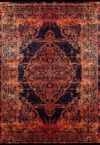 Lofto Classic Black Floor Orange Color Washable Carpet