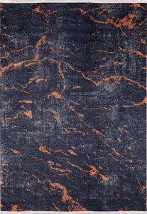 Lofto Modern Gray Anthracite And Copper Color Washable Rug