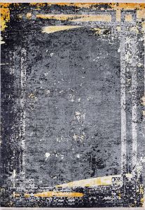 Lofto Modern Anthracite Floor Yellow Color Washable Rug