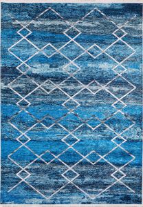 Lofto Modern Blue Color Washable Carpet 4