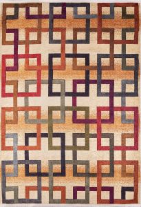 Lofto Modern Colorful Square Detail Washable Carpet