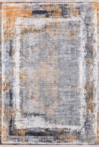 Lofto Modern Gray Anthracite Gold Detailed Washable Carpet