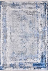 Lofto Modern Gray and Ice Blue Color Washable Carpet