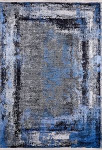 Lofto Modern Anthracite Floor Blue Color Washable Carpet