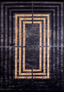 Lofto Modern Black and Gold Color Washable Carpet