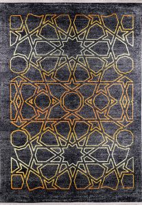 Lofto Modern Anthracite and Gold Color Washable Carpet