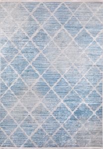 Lofto Modern Baklava Sliced Soft Blue Washable Carpet