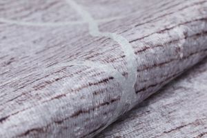 Modern Cream Brown Detailed Washable Carpet