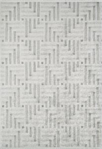 Modern White and Grey Washable Living Room Rug 