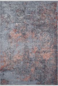 Modern Washable Living Room Rug with Grey and Copper Color Transitions 