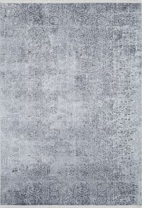 Modern Grey / Anthracite Grey Antique Pattern Washable Living Room Rug 