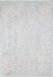 Modern White and Grey Washable Living Room Rug 