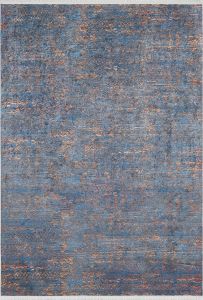 Modern Washable Living Room Rug with Copper and Blue Color Transition 