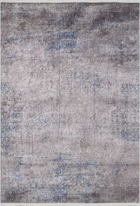 Modern Brown and Blue Color Detailed Washable Living Room Rug 