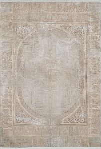 Modern Antique Pattern Cream-Gold Core Washable Living Room Rug 