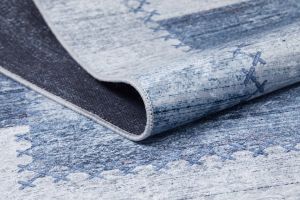 Patchwork Soft Blue Washable Carpet