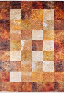 Patchwork Orange Washable Carpet