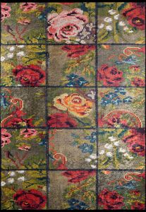 Patchwork Olive Green Base Colorful Washable Carpet 