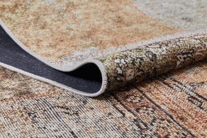 Patchwork Copper Bronze Washable Carpet