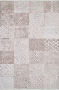 Patchwork Cream Washable Living Room Rug 