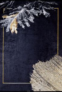 Lofto Design Black and Gold Color Washable Carpet