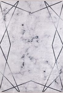 Lofto Design Marble Look Gray Floor Anthracite Line Detail Washable Carpet