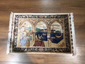 QUM Silk Prayer Rug Palace - 50x70 - Colorful Area Rugs