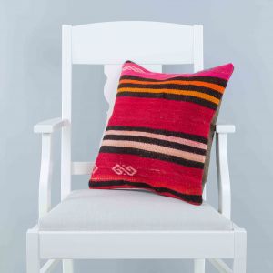 Modern Classical Rug Patterned Hand Woven Cushion   - 45x45 - Colorful Pillows, Wool Pillows