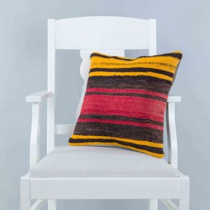 Modern Classical Rug Patterned Hand Woven Cushion   - 45x45 -  Pillows, Wool Pillows