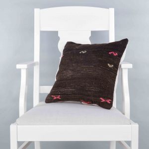 Modern Classical Rug Patterned Hand Woven Cushion   - 40x40 - Brown Pillows, Wool Pillows