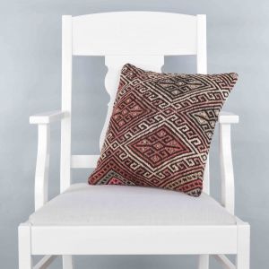 Modern Classical Rug Patterned Hand Woven Cushion   - 40x40 -  Pillows, Wool Pillows