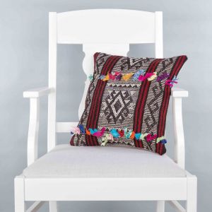 Modern Classical Rug Patterned Hand Woven Cushion   - 40x40 - Colorful Pillows, Wool Pillows