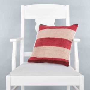Modern Classical Rug Patterned Hand Woven Cushion - 40x40 - Pink Pillows, Wool Pillows