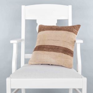 Modern Classical Rug Patterned Hand Woven Cushion - 40x40 - Beige Pillows, Wool Pillows