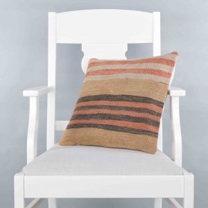 Modern Classical Rug Patterned Hand Woven Cushion - 40x40 - Mink Pillows, Wool Pillows