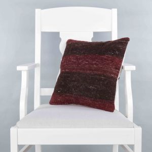 Modern Classical Rug Patterned Hand Woven Cushion - 40x40 - Burgundy Pillows, Wool Pillows