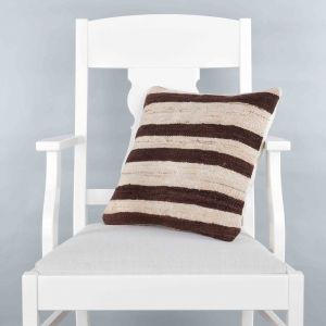 Rug Pillow Unique Hand Woven Pillow  - 40x40 - Beige pillows, Wool pillows
