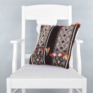 Modern Classic Hand Woven Pillow  - 40x40 - Black & White pillows, Wool pillows