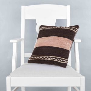 Rug Pillow Unique Hand Woven Pillow  - 40x40 - Brown pillows, Wool pillows